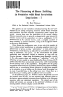 The financing of house building in countries with rent restriction legislation: I