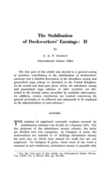 The stabilisation of dockworkers' earnings: II
