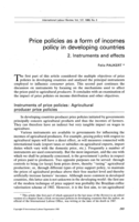 Price policies as a form of incomes policy in developing countries: 2, Instruments and effects