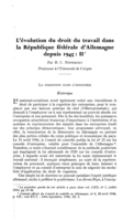 L'évolution du droit du travail dans la République fédérale d'Allemagne depuis 1945: II