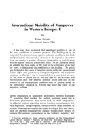 International mobility of manpower in Western Europe: I
