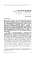 La política de precios en los países en desarrollo: 1, Objetivos e instrumentos