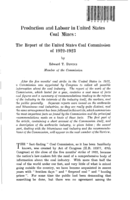 Production and labour in United States coal mines: the report of the United States coal commission of 1922-1923. [I]