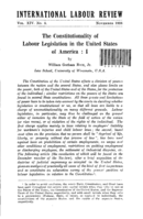 The constitutionality of labor legislation in the United States of America: I