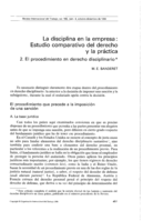 La disciplina en la empresa: estudio comparativo del derecho y la práctica. 2, El procedimiento en derecho disciplinario