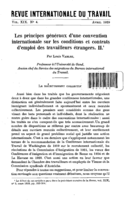 Les principes généraux d'une convention  internationale sur les conditions  et contrats d'emploi des travailleurs étrangers: II