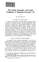 The social, economic, and legal conditions of domestic servants: II