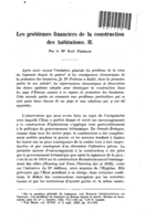 Les problèmes financiers de la construction des habitations: II