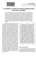 La seguridad y la salud en las empresas multinacionales: ¿qué hemos aprendido?