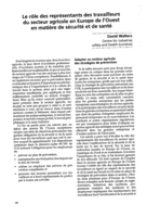 Le rôle des représentants des travailleurs du secteur agricole en Europe de l'Ouest en matière de sécurité et de santé