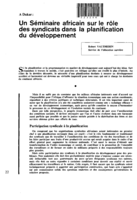 Un séminaire africain sur le rôle des syndicats dans la planification du développement