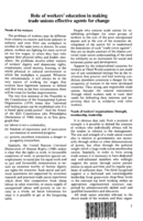 Role of workers' education in making trade unions effective agents for change