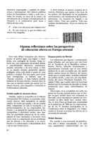 Algunas reflexiones sobre las perspectivas de educación obrera en Europa oriental