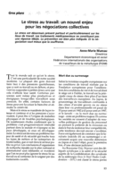 Le stress au travail: un nouvel enjeu pour les négociations collectives