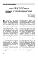 Informal finance: exploitation or empowerment?