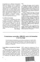 Commissions sectorielles (1991-92): accès à la formation et au recyclage