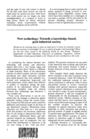 New technology: towards a knowledge-based, post-industrial society