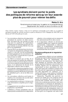 Les syndicats doivent porter le poids des politiques de réforme sans qu'on leur accorde plus de pouvoir pour relever les défis: économies en transition