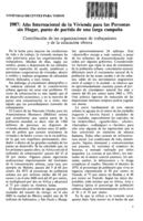 1987: año internacional de la vivienda para las personas sin hogar, punto de partida de una larga campaña