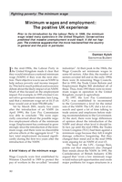 Minimum wages and employment: the positive UK experience