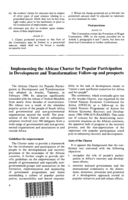 Implementing the African Charter for popular participation in development and transformation: follow-up and prospects