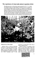 The experiences of Asian trade unions in agrarian reform