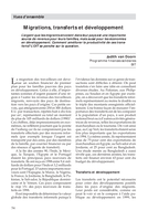 Migrations, transferts et développement