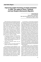 Improving public financing of social protection in Asia: the cases of China, Thailand and Lao People's Democratic Republic