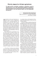 Priority issues for African agriculture