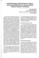 United Kingdom: Manufacturing, Science and Finance (MSF) first in line to address matters related to disability