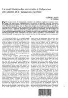 La contribution des universités à l'éducation des adultes et à l'éducation ouvrière: un projet pilote au Nigéria