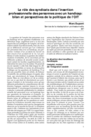 Le rôle des syndicats dans l'insertion professionnelle des personnes avec un handicap: bilan et perspectives de la politique de l'OIT