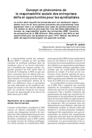 Concept et phénomène de la responsabilité sociale des entreprises: défis et opportunités pour les syndicalistes