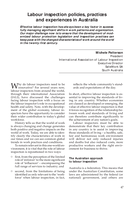 Labour inspection policies, practices and experiences in Australia