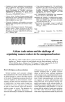 African trade unions and the challenge of organizing women workers in the unorganized sectors