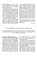 The strengthening of rural workers' organisations