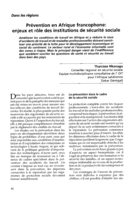 Prévention en Afrique francophone: enjeux et rôle des institutions de sécurité sociale