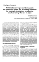 Multimedia convergence and changes in the production system and in working conditions for musicians: implications for adopting a cultural policy : the case of Japan