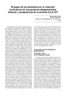 El papel de los sindicatos en la inserción profesional de las personas discapacitadas: balance y perspectivas de la política de la OIT