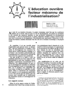 L'éducation ouvrière: facteur méconnu de l'industrialisation?