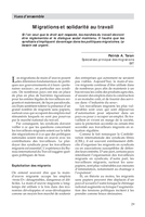 Migrations et soldarité au travail