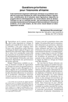 Questions prioritaires pour l'économie africaine