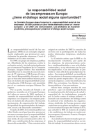 La responsabilidad social de las empresas en Europa: ¿tiene el diálogo social alguna oportunidad?