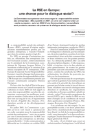 La RSE en Europe: une chance pour le dialogue social?