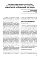 The role of trade unions in promoting the vocational integration of persons with disabilities: ILO policy appraisal and outlook