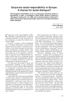 Corporate social responsibility in Europe: a chance for social dialogue?