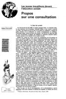 Les jeunes travailleurs devant l'éducation sociale: propos sur une consultation