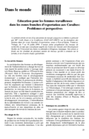Education pour les femmes travailleuses dans les zones franches d'exportation aux Caraïbes: problèmes et perspectives