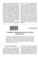 Evaluation et éducation ouvrière: une relation fondamentale?