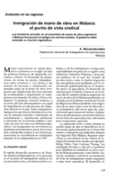 Inmigración de mano de obra en Malasia: el punto de vista sindical